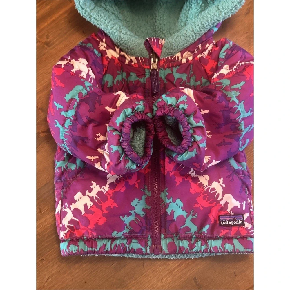 Patagonia Tribbles Reversible Toddler Puffer‎ Coat Fleece Girls 12 Months
